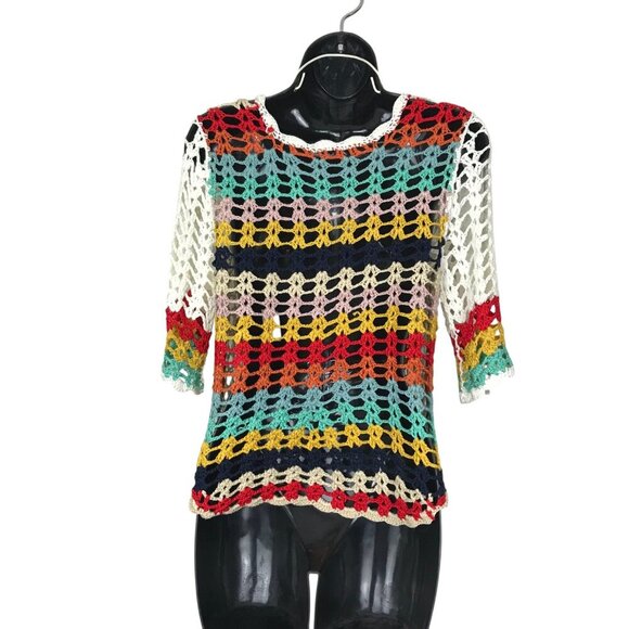 Textile Artist Crochet Floral Top Size M - Picture 5 of 5